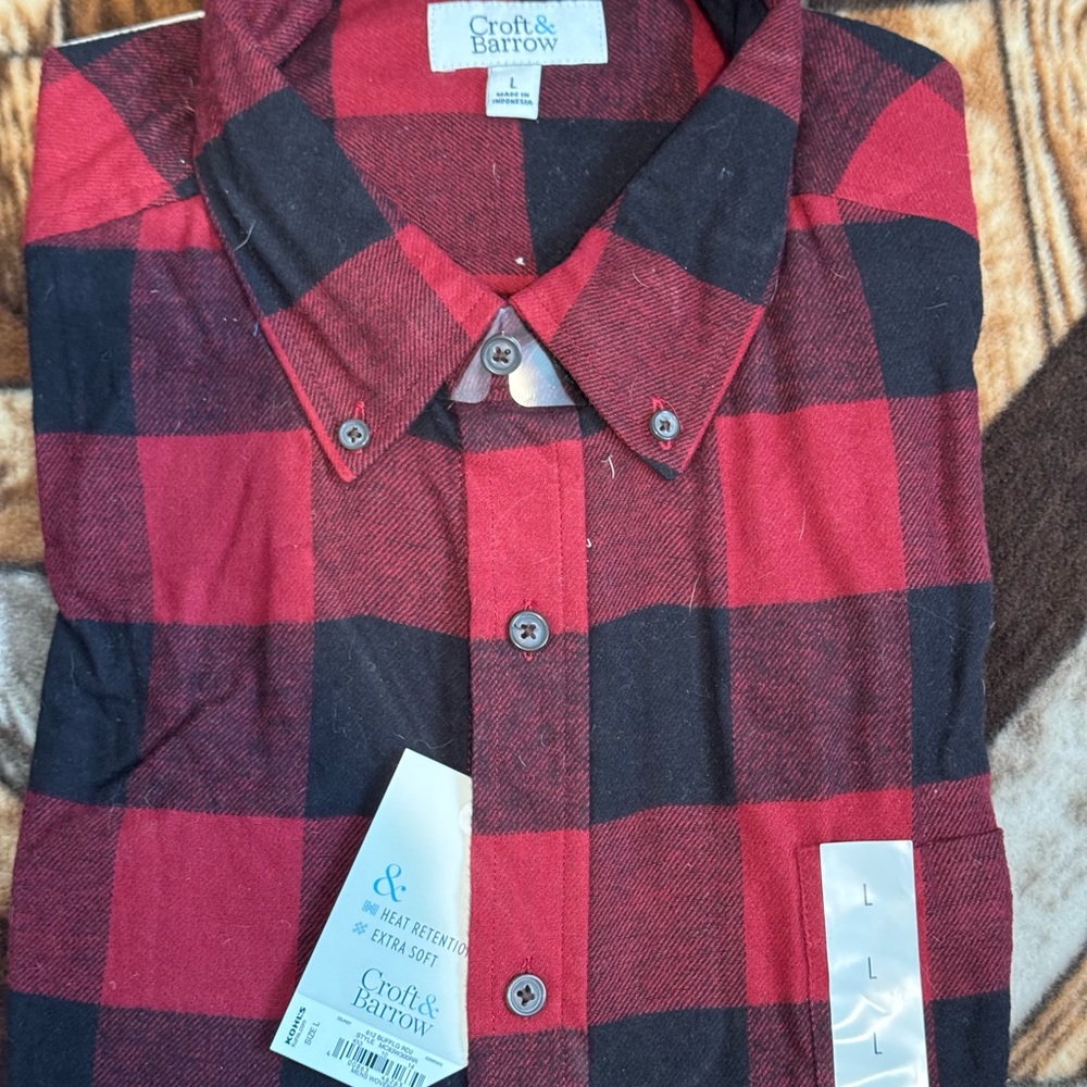 Croft & Barrow Red and Black Buffalo Check Flannel Shirt
